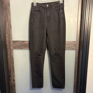American Eagle Black Distressed Mom Jeans Size 2